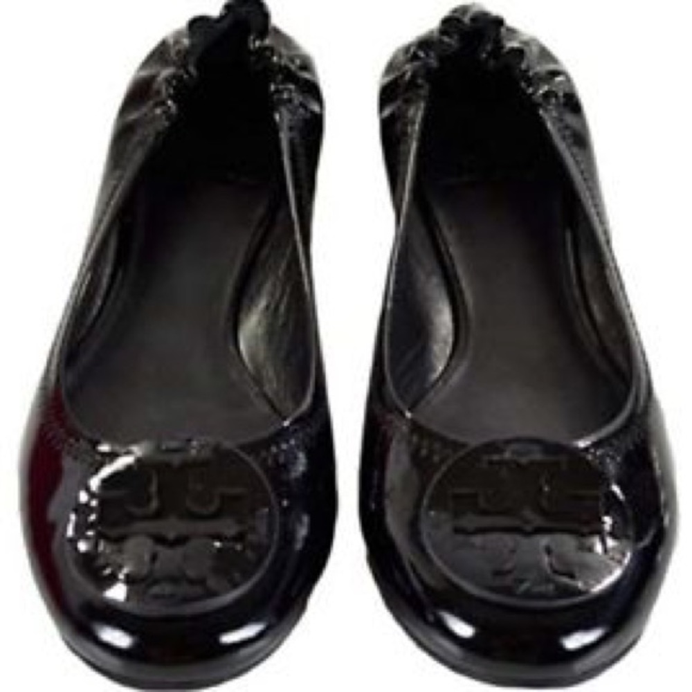 Tory Burch Reva Black Patent Ballet Flats - Picture 2 of 8